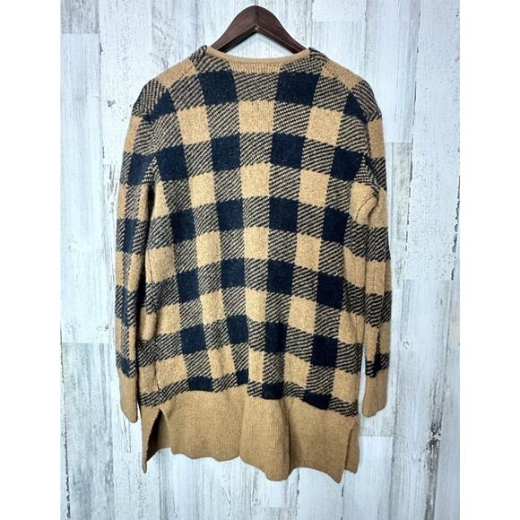 Madewell Buffalo Check Kent Cardigan Long Gold Bk Sweater XS ￼Merino Wool Apaca - Picture 5 of 6